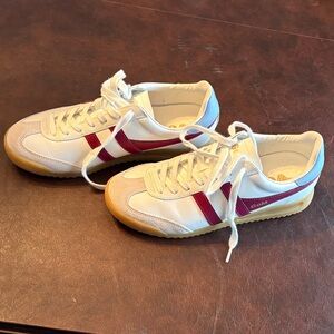 Gola White and Maroon/Red Sneakers with Gum Sole